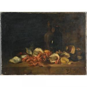 THOMAS Charles,Nature morte aux huîtres et crevettes,Herbette FR 2017-09-24