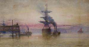THOMAS HALE SANDERS 1880-1906,Ships along the coast,1881,Gorringes GB 2021-07-05