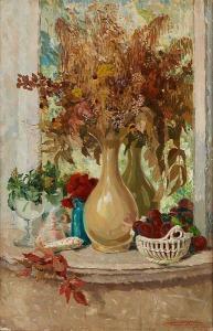 THOMAS Henri Joseph 1878-1972,Vase fleuri devant la fenêtre,1919,Horta BE 2018-05-28