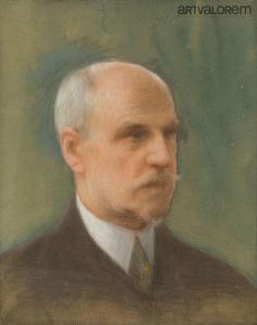 THOMAS Paul 1868-1910,Portrait d'un homme sur fond vert,Art Valorem FR 2024-01-15