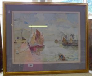 Thomas Peter R 1900,figures in harbour scene,Wright Marshall GB 2017-07-18