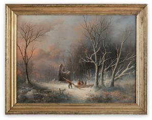 THOMAS Pieter Hendrik 1814-1866,Reisigsammler im Winterwald bei Abenddämmerung,Leo Spik 2021-06-24