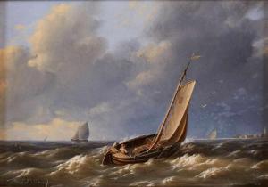 THOMAS Pieter Hendrik 1814-1866,Segelschiff bei frischem Wind,Dobritz DE 2019-03-16