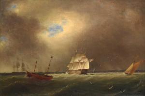 THOMAS Robert Strickland 1787-1853,Off the Nab, light vessel, HM Ship Vanguard...sta,1843,Tennant's 2022-11-12