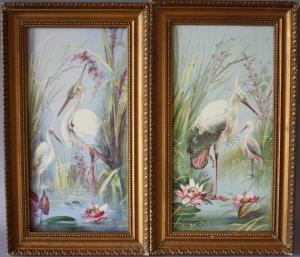 THOMAS W 1800-1900,herons in the edges of lily clad ponds,Cuttlestones GB 2020-03-05