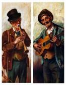 THOMAS W 1800-1900,Old Guitar and Flute Players,1926,Keys GB 2013-03-08
