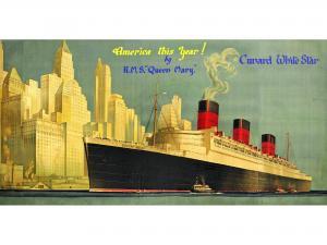 THOMAS Walter 1894-1971,Cunard White Star, America this Year! by RMS Queen,Onslows GB 2020-11-26