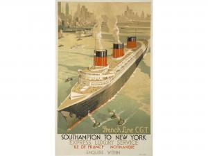 THOMAS Walter 1894-1971,French Line CGT Southampton to Ny, Ile de France, ,Onslows GB 2020-11-26