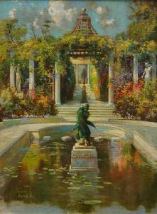 THOMAS Walter 1894-1971,Study of an ornamental garden and fountain,1918,Rosebery's GB 2022-06-22