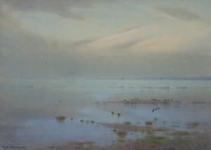 THOMAS William Barton 1877-1947,Estuary with wild fowl,Golding Young & Mawer GB 2015-04-22