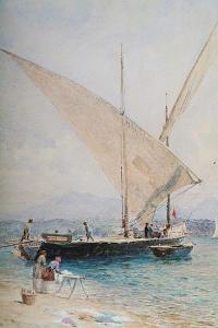 THOMAS William Luson,"Boat Unloading Stones" - a shore scene withfigure,1874,Bonhams 2008-10-18
