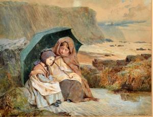 THOMAS William Luson 1830-1900,Children Sheltering on a Beach,1866,David Lay GB 2016-01-28