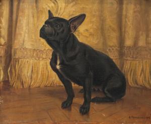 THOMASSE Adolphe 1850-1930,Portrait of a French Bulldog,1916,Rosebery's GB 2017-09-05
