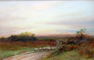 THOMPSON A 1800-1900,Landscape at sunset with man in a small wagon driv,Capes Dunn GB 2016-03-22