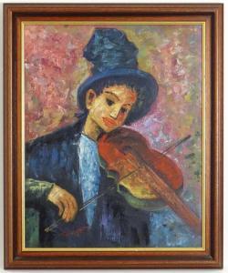 THOMPSON,A young boy playing a violin,Claydon Auctioneers UK 2021-12-29