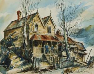 THOMPSON Arthur 1915-1997,Three Houses, Napier Street, Freemans Bay,1974,Webb's NZ 2024-01-23