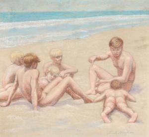 THOMPSON Frank 1875-1926,Beach scene with nude boys,20th century,Bruun Rasmussen DK 2021-06-14