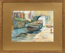 THOMPSON Frederic Louis,Impressionistische Landschaft mit altem Boot,1899,Schloss 2011-12-03