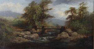 THOMPSON G,welsh river valley with figures on a bridge,1800,Morphets GB 2017-11-30