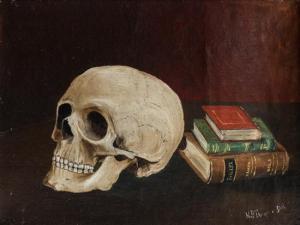 THOMPSON H.B,Untitled, Skull with Books,Hindman US 2018-07-24