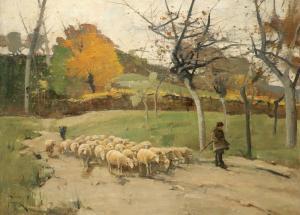 THOMPSON Harry Ives 1840-1906,A shepherd and his flock on the road,Woolley & Wallis GB 2020-08-26