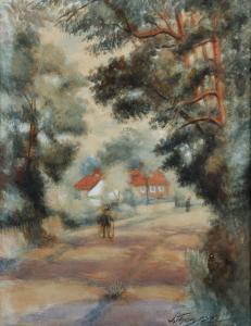 Thompson J,Figure on a Country Road,1920,Tooveys Auction GB 2023-07-12