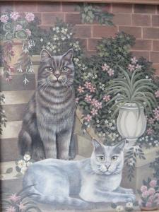 THOMPSON Janice,Study of two cats on stone steps 'Augustus & Caesar',1980,Cuttlestones GB 2022-09-22