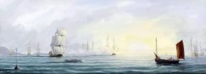 THOMPSON Jim 1951,Marine scene with masted vessels and fishing boat ,Canterbury Auction 2017-08-01