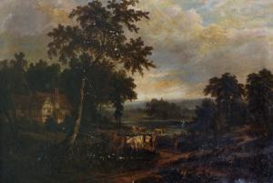 THOMPSON Thomas Clement,Cattle and Drover by a River, with a Cottage,John Nicholson 2020-01-29