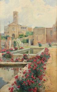 THOMPSON Wilfred 1884-1921,Italienische Stadtansicht mit Kloster und römische,Von Zengen 2018-11-30