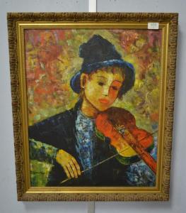 THOMPSON,Young boy with a violin,Ewbank Auctions GB 2016-08-03