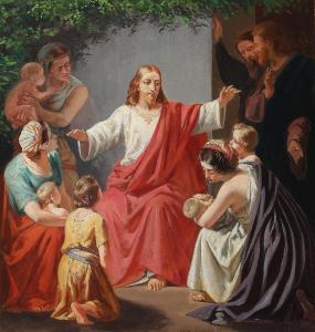 THOMSEN August 1813-1907,Christ blessing the little children,Bruun Rasmussen DK 2024-01-01