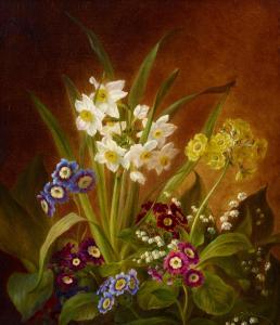 THOMSEN Emma 1820-1897,Daffodils, primroses and lilies of the valley,1878,Bonhams GB 2022-10-03