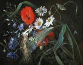 THOMSEN Emma 1820-1897,Still life with butterfly and flowers,1844,Bruun Rasmussen DK 2020-08-24