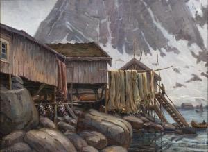 THOMSEN Valdemar 1800-1900,Danish coastal scene, with fishing nets,Mallams GB 2019-06-24