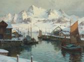 THOMSEN Valdemar,Scenery from Lofoten with snow covered mountains i,Bruun Rasmussen 2021-04-12