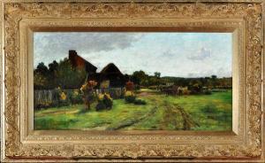 THOMSON John Leslie,A COUNTRY SCENE WITH A FARMER LOADING A CART,Anderson & Garland GB 2016-01-19