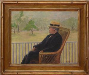 THOMSON JOSEPHINE N 1872-1928,MAN ON THE PORCH,1926,Stair Galleries US 2014-10-26