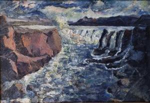 THORARINSSON Sveinn 1899-1977,Icalandic landscape with waterfall,Bruun Rasmussen DK 2022-04-14