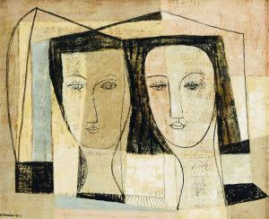 THOREN Esaias 1901-1981,Komposition med två ansikten,1956,Uppsala Auction SE 2023-05-10