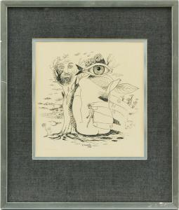 THOREN Esaias 1901-1981,Surrealistisk komposition,1945,Uppsala Auction SE 2023-08-15