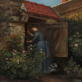 THORNAM Ludovica 1853-1896,A girl at a well in a garden,Bruun Rasmussen DK 2011-12-05