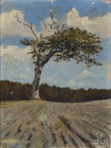 THORNAM Marie 1857-1901,An old tree on a ploughed field,1896,Bruun Rasmussen DK 2018-11-26