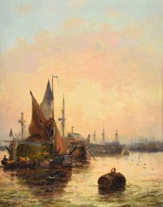 THORNELEY Charles 1858-1902,coastal scenes with various figures and shipping,Peter Wilson 2023-10-12