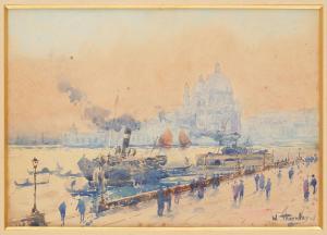 THORNLEY William Georges 1857-1935,Venise, le soir, départ pour Chioggia,Horta BE 2024-04-22