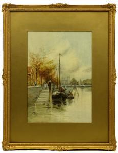 THORNTON R.W,A river scene with boats at dock,Gerrards GB 2007-09-06