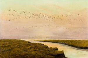 THORPE MACKENZIE 1908-1976,Geese in Flight Over the Marsh,Rowley Fine Art Auctioneers GB 2019-06-01
