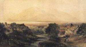 THORPE Thomas,View of a village with mountains in the distance; ,1838,Rosebery's 2011-12-13