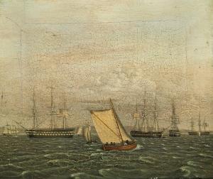 THORSØE Hans Peter 1791-1842,Seascape with numerous ships,Bruun Rasmussen DK 2007-09-06