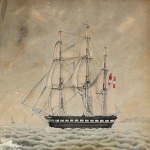 THORSØE Hans Peter 1791-1842,The ship "Europa" at sea,1820,Bruun Rasmussen DK 2016-05-02